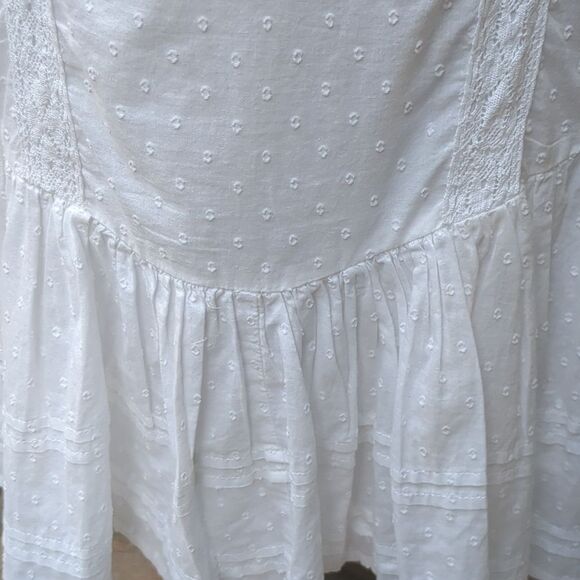 Bardot Ruffled Dress MED Babydoll Tiered Lace Pin Tucks Bridgerton Fairy - Picture 15 of 16